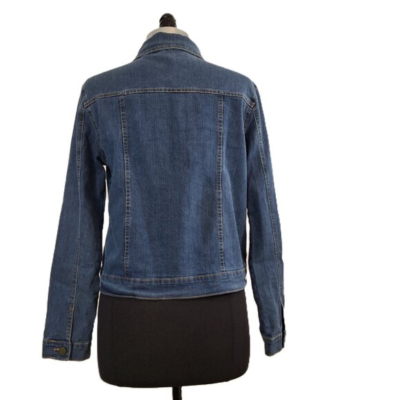 Cantail Jean Jacket Sz 6 Cropped Jean Jacket Stretchy Relaxed Fit In Waist - Picture 3 of 16